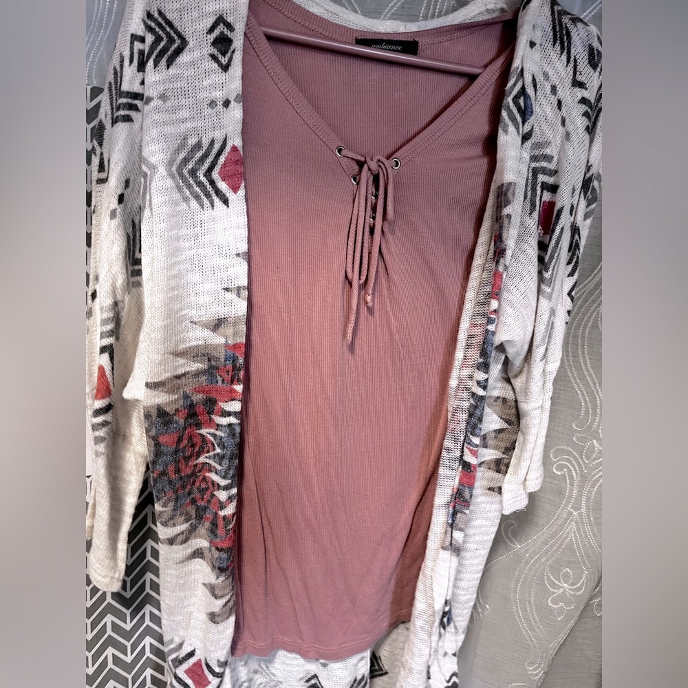 Cardigan with shirt